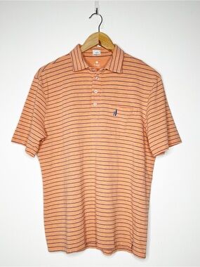 Johnnie-O Hangin’ Out Polo Shirt Mens Medium Orange Striped Short Sleeve M